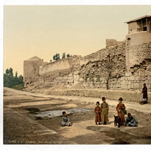 Wall over which St. Paul escaped, Damascus, Holy Land, (i. e