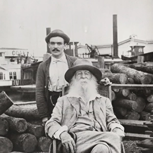 Walt Whitman, three-quarter length portrait, seated, facing
