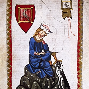 WALTHER VON DER VOGELWEIDE (1170-1230). Codex Manesse (ca. 13