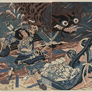 The warrior Fujiwara Hidesato battling the giant centipede