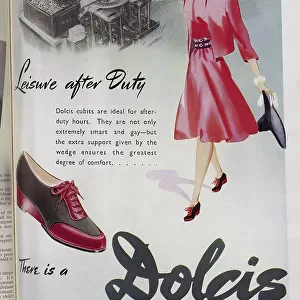 Wartime advert for Dolcis shoes. Date: 1943