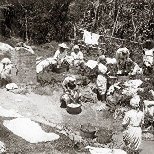 Washerwomen on the Rio Cobre, Jamaica, circa 1900