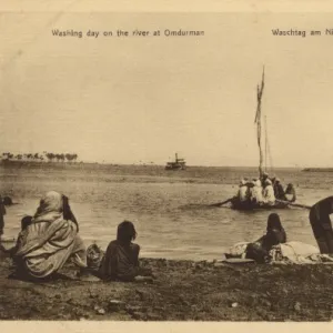 Washing clothes in the Nile, Sudan