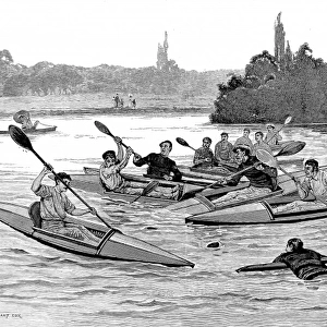 Water Polo in Kayaks, London, 1883