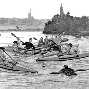 Water Polo in Kayaks, London, 1883