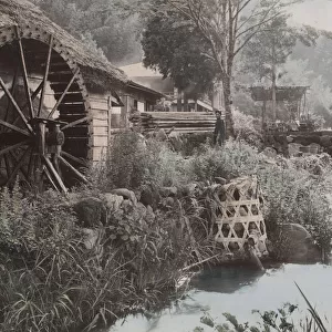 Water wheel, mill wheel on a Japanese farm