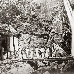Waterfall, Penang, Malaysia, circa 1880s. Date: circa 1880s Waterfall, Penang, Malaysia, circa 1880s. Date: circa 1880s