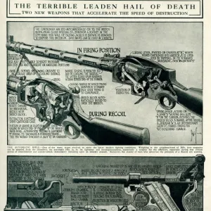 Two weapons automatic rifle & Germans automatic pistol 1917