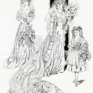 Wedding dress and bridemaids frocks 1907