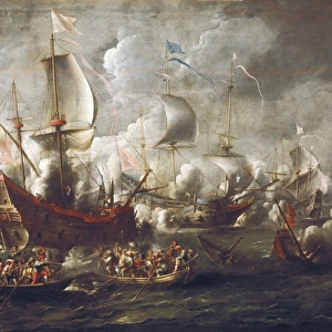 WEEL, Cornelis de (17th c. ). Naval battle. 17th