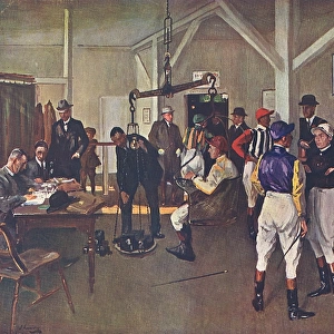 The Weighing Room at Hurst Park by John Lavery