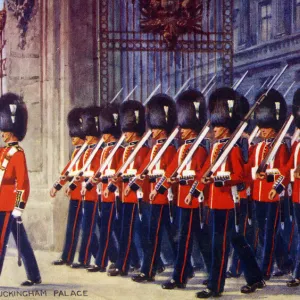 The Welsh Guards leaving Buckingham Palace, London