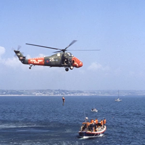 Wessex helicopter in rescue demonstration, Cornwall