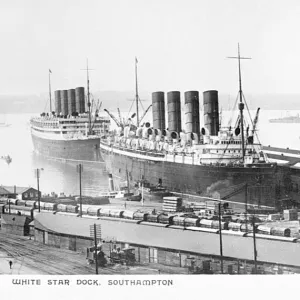 White Star dock with three liners, Southampton