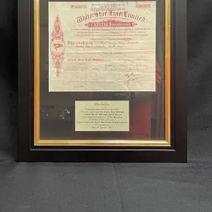 White Star Line, framed preference share certificate