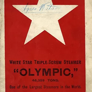 White Star Line, RMS Olympic, foldout leaflet