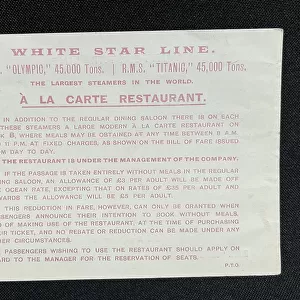 White Star Line, RMS Titanic, A La Carte Restaurant