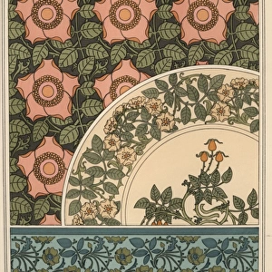 Wild rose in art nouveau patterns