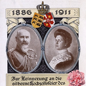 William II 4th King of Wurttemberg Silver wedding card