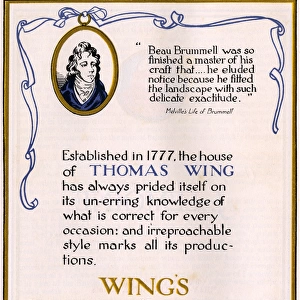Wings of Piccadilly advertisement
