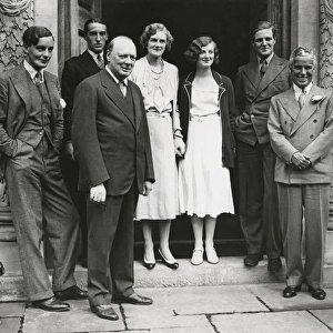Winston Churchill with Charlie Chaplin and others, 1931