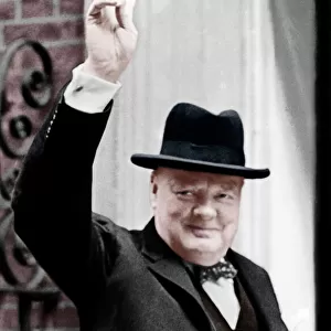 Winston Churchill - Giving the V for Victory sign