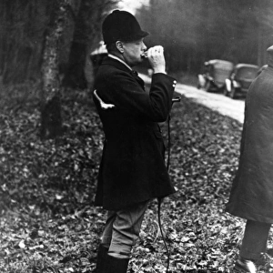 Winston Churchill hunting wild boar, drinking