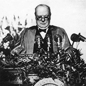 Winston Churchill speaking at Fulton, Missouri