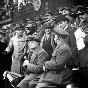 Winston Churchill watching 47th Division at Lille, France