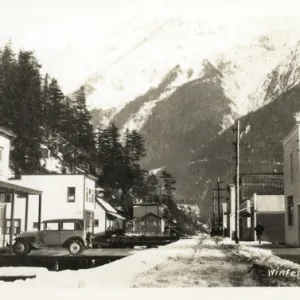 Winter scene in Hyder, Alaska, USA