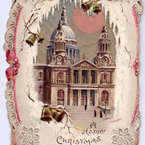 Winter scene with St Pauls Cathedral on a Christmas card