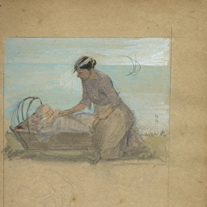 Woman with baby in cradle by Muriel Dawson