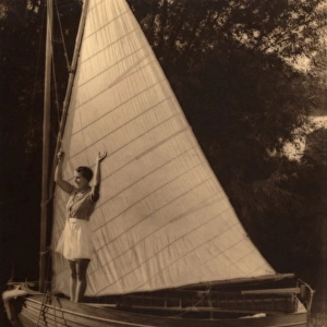 Woman, boat and sail, 1930s
