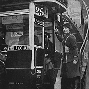 Woman bus conductor, WW1