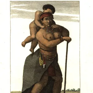 Woman and child of the San people, South Africa