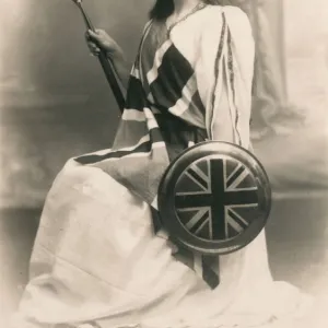 A woman in the costume of Britannia