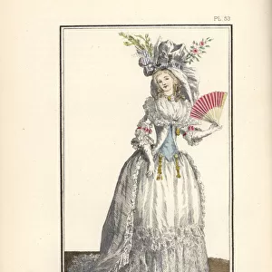 Woman in dress a la turque and high priestess bonnet, 1788