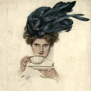 Woman drinking tea 1907