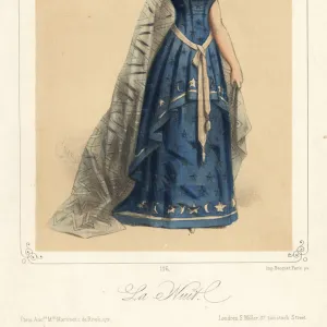 Woman in fancy dress costume as Night (la Nuit)