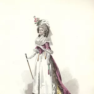 Woman in fur-trimmed outfit, era of Marie Antoinette