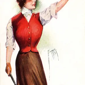 Woman Golfer in Red Vest Acknowledges Crowd Date: 1913