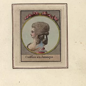 Woman in hairstyle with ringlets called the Jamaican, 1783