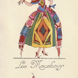 Woman in handkerchief fancy dress costume, les mouchoirs