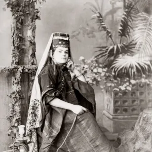 Woman from Jerusalem, c. 1880 s, with hookah