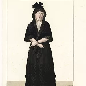 Woman in mourning dress, Majorca, Spain, 19th century