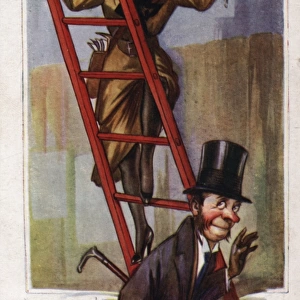 Woman Painting on Ladder WW1
