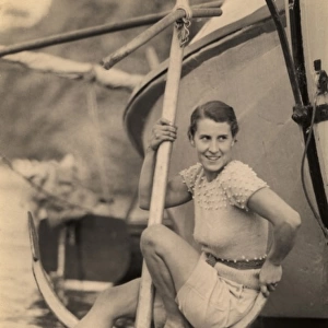 Woman poses on anchor