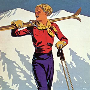 Woman Skier Walking Date: 1925