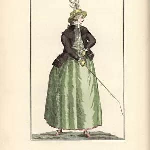 Woman in traveling clothes for riding a cabriolet, 1787
