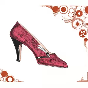 Womans shoe design in pink snakeskin leather, 1930